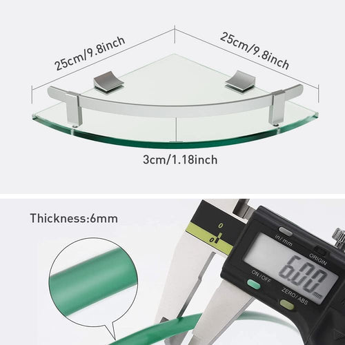 2‑Pack Wall‑Mount Glass Corner Shower Shelves