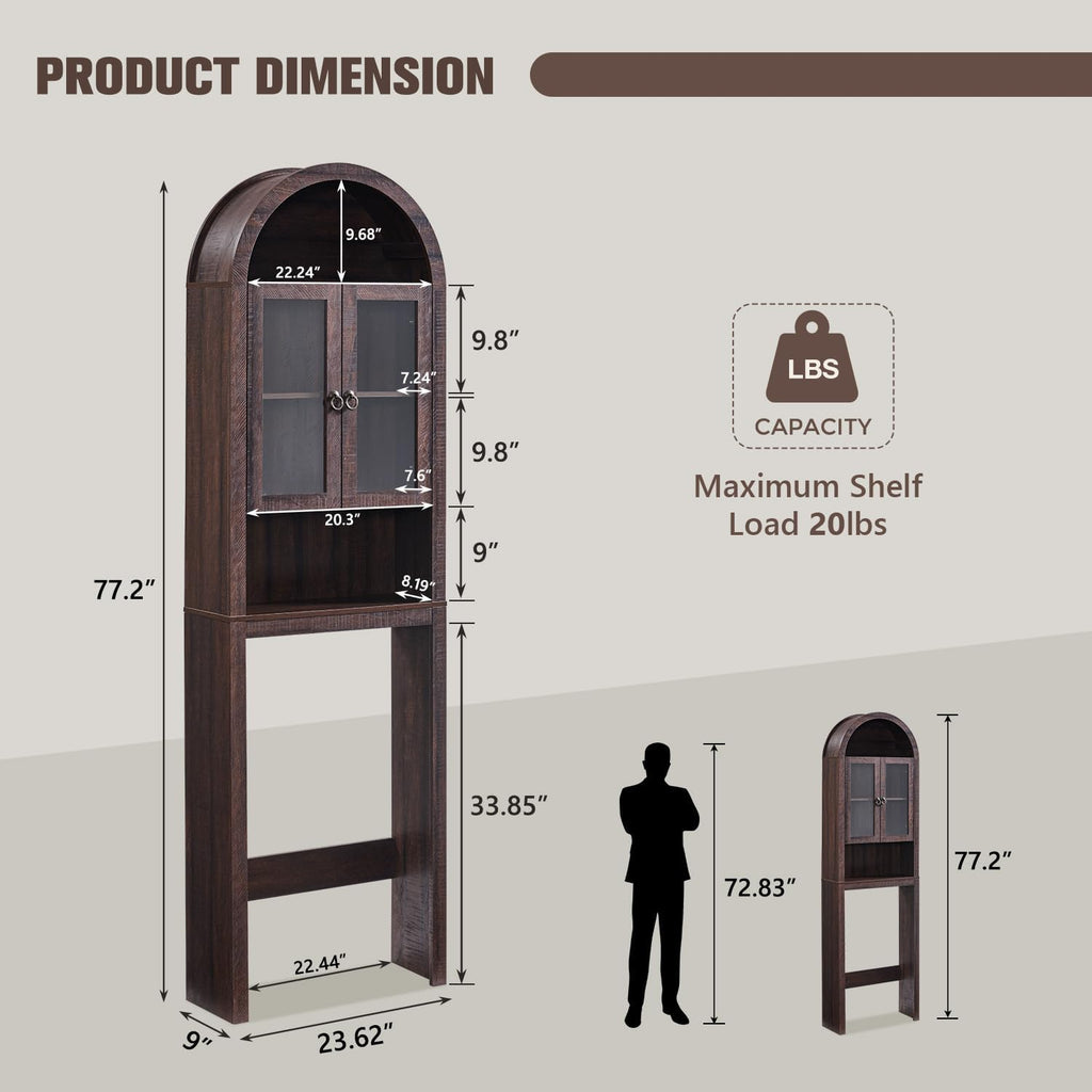 Walnut Arched Over‑Toilet Storage Cabinet