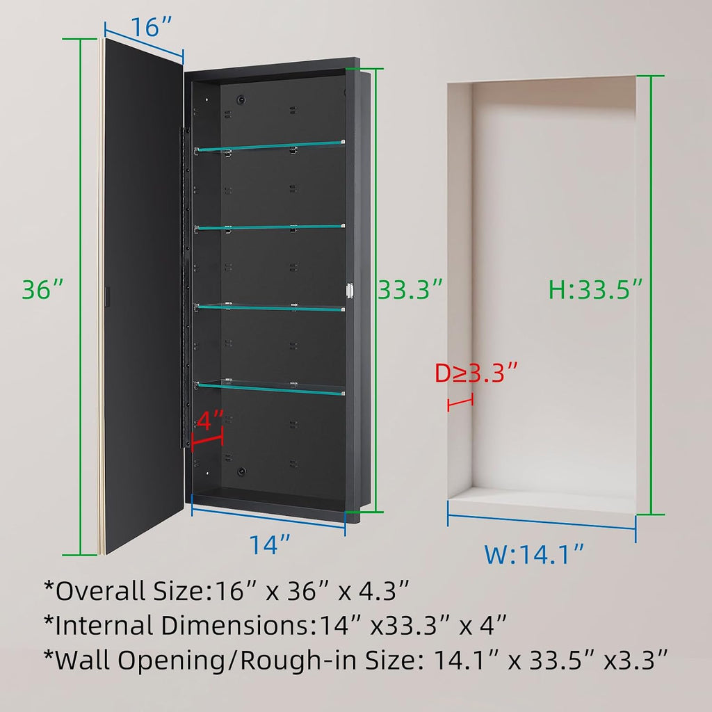 Black Gold‑Frame Mirror Medicine Cabinet