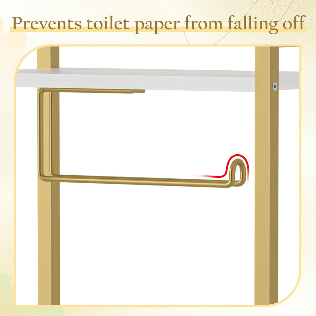 Gold Freestanding Toilet Paper Holder with Shelf