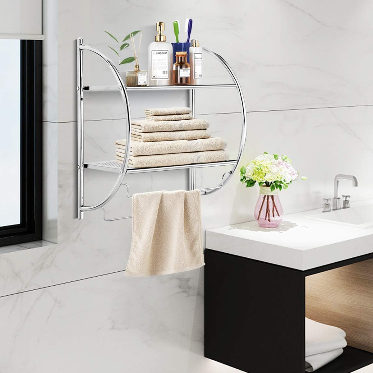 2‑Tier Wall‑Mount Bathroom Shelf
