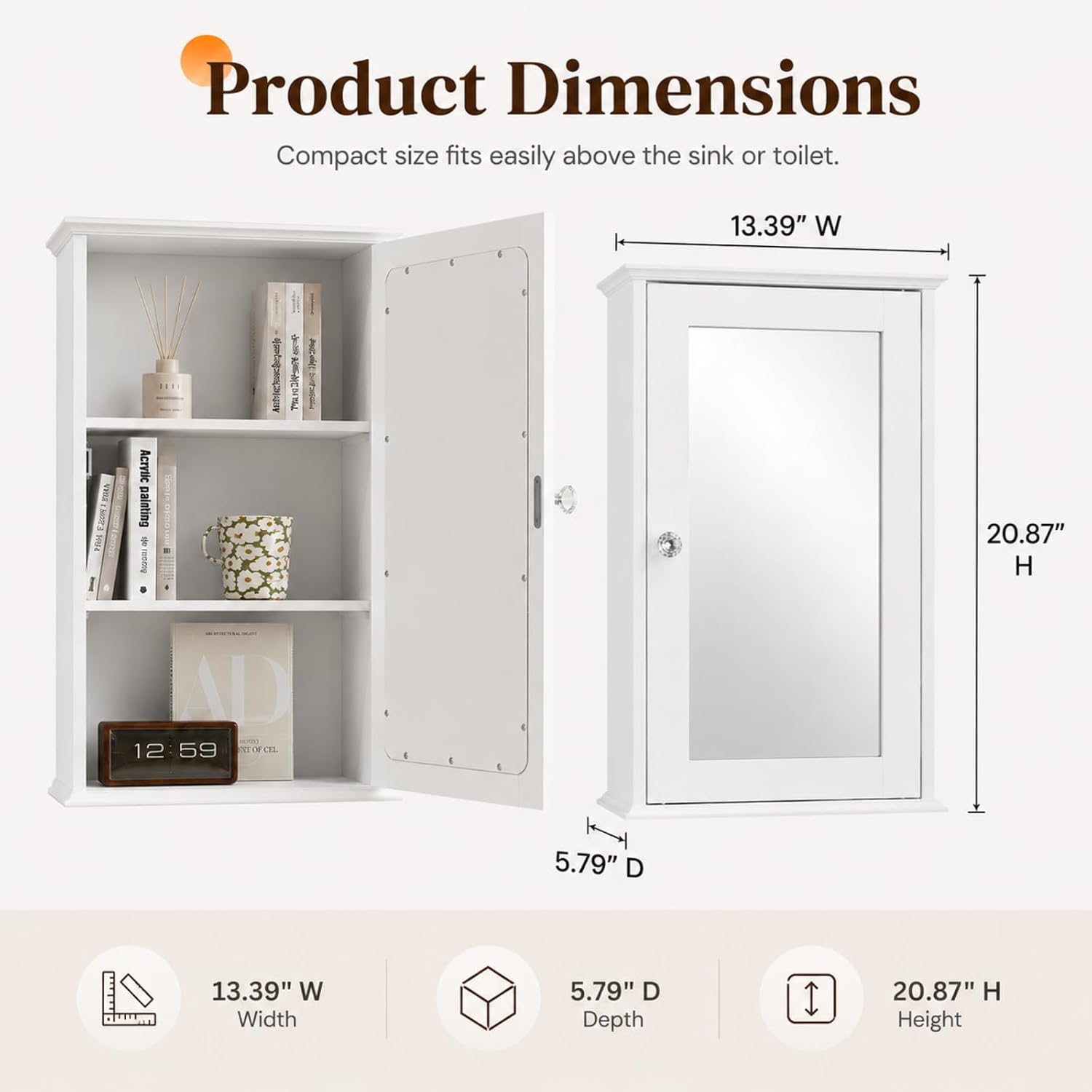 White Wall‑Mount Mirrored Medicine Cabinet