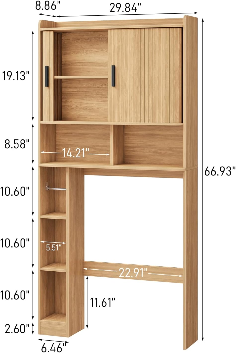 Oak Tambour‑Door Over‑Toilet Storage Cabinet