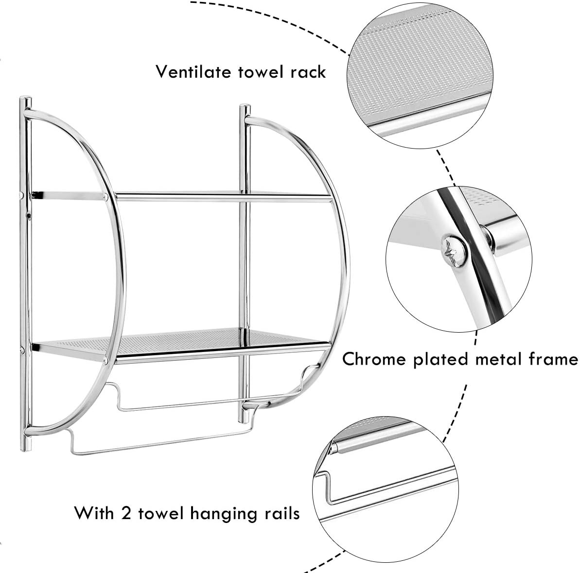 2‑Tier Wall‑Mount Bathroom Shelf