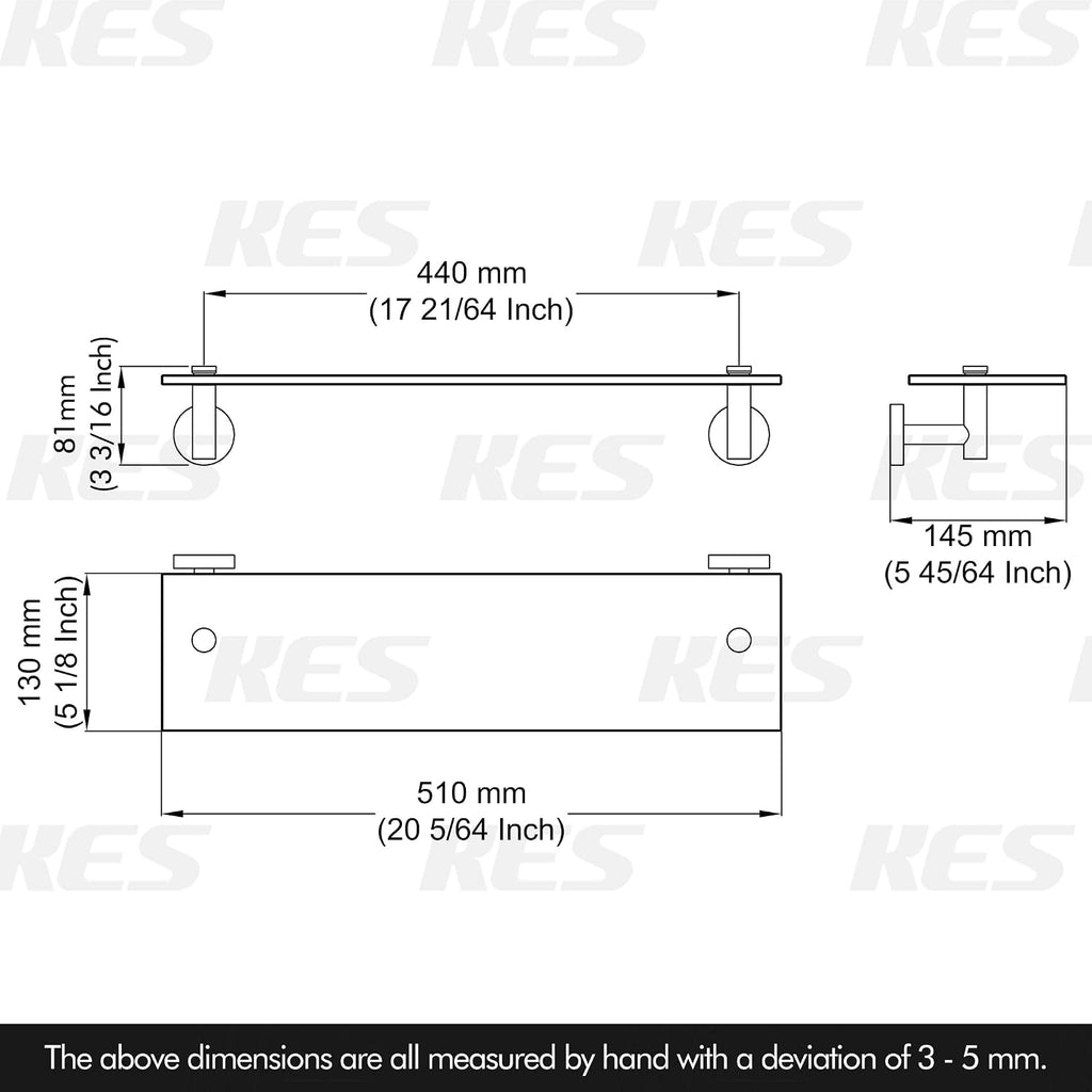 Brushed Stainless Steel 2‑Pack Glass Shelves