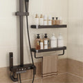 Black 2‑Pack Glass Floating Bathroom Shelves