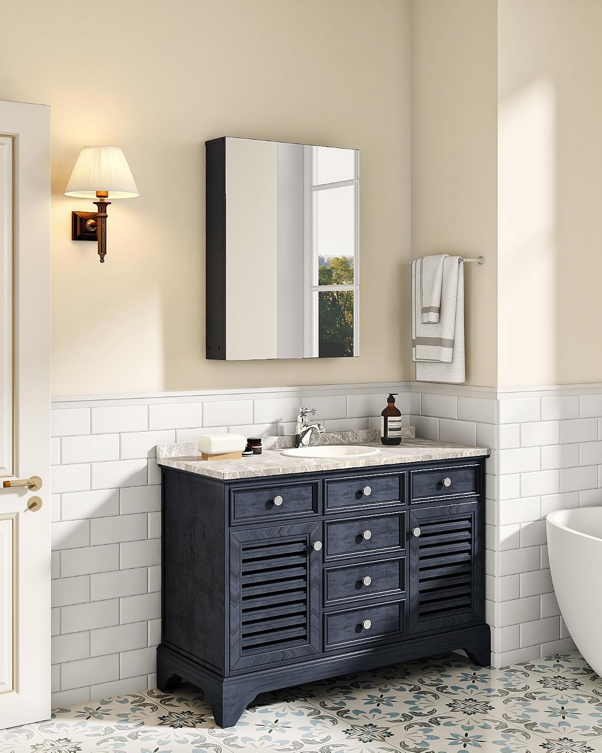 Black Wall‑Mount Mirror Medicine Cabinet