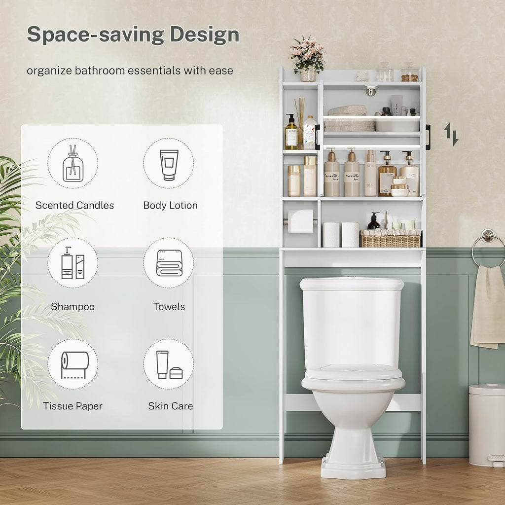 White Barn‑Door Over‑Toilet Storage Cabinet