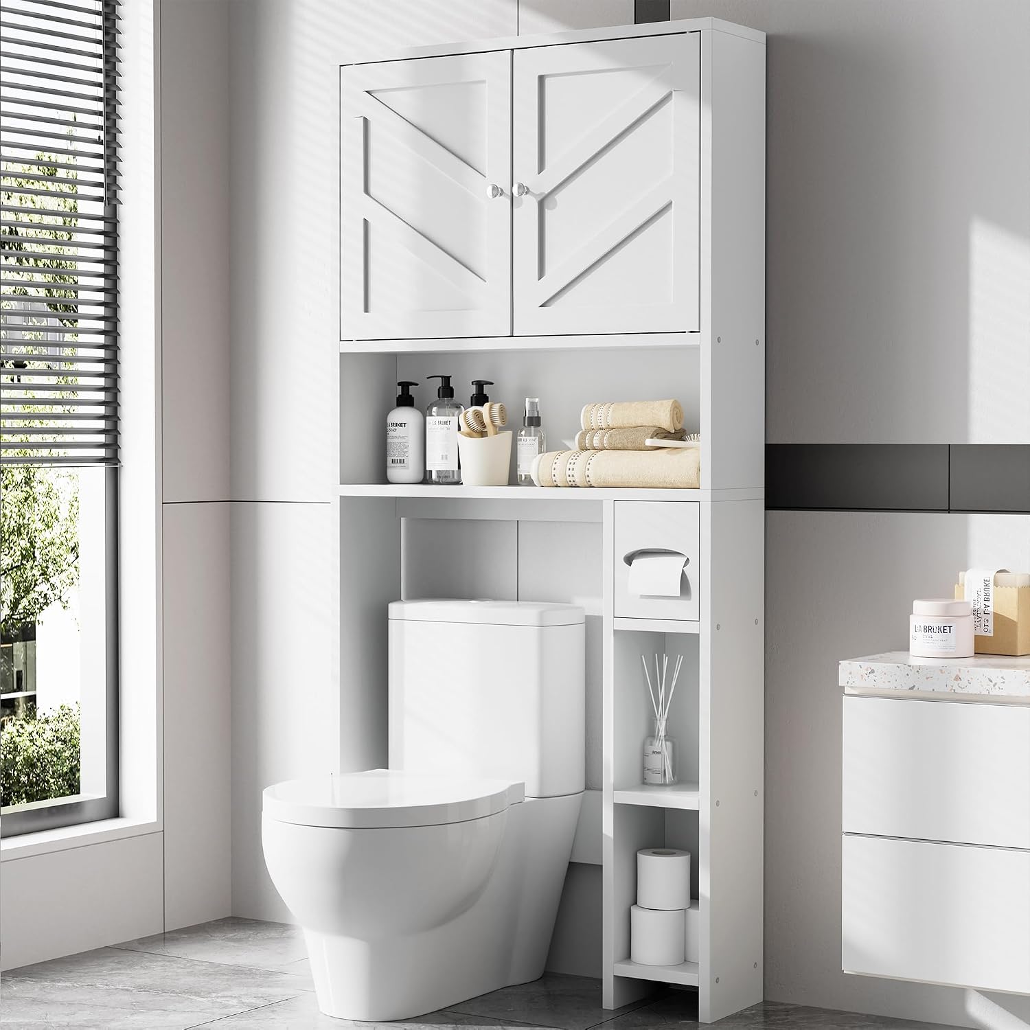 Toilet Storage Cabinet with Toilet‑Paper Holder