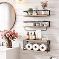 Light‑Brown 3+1 Tier Wall‑Mount Bathroom Shelves