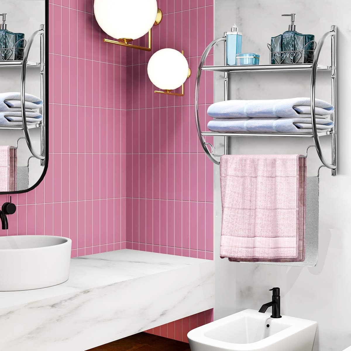 2‑Tier Wall‑Mount Bathroom Shelf