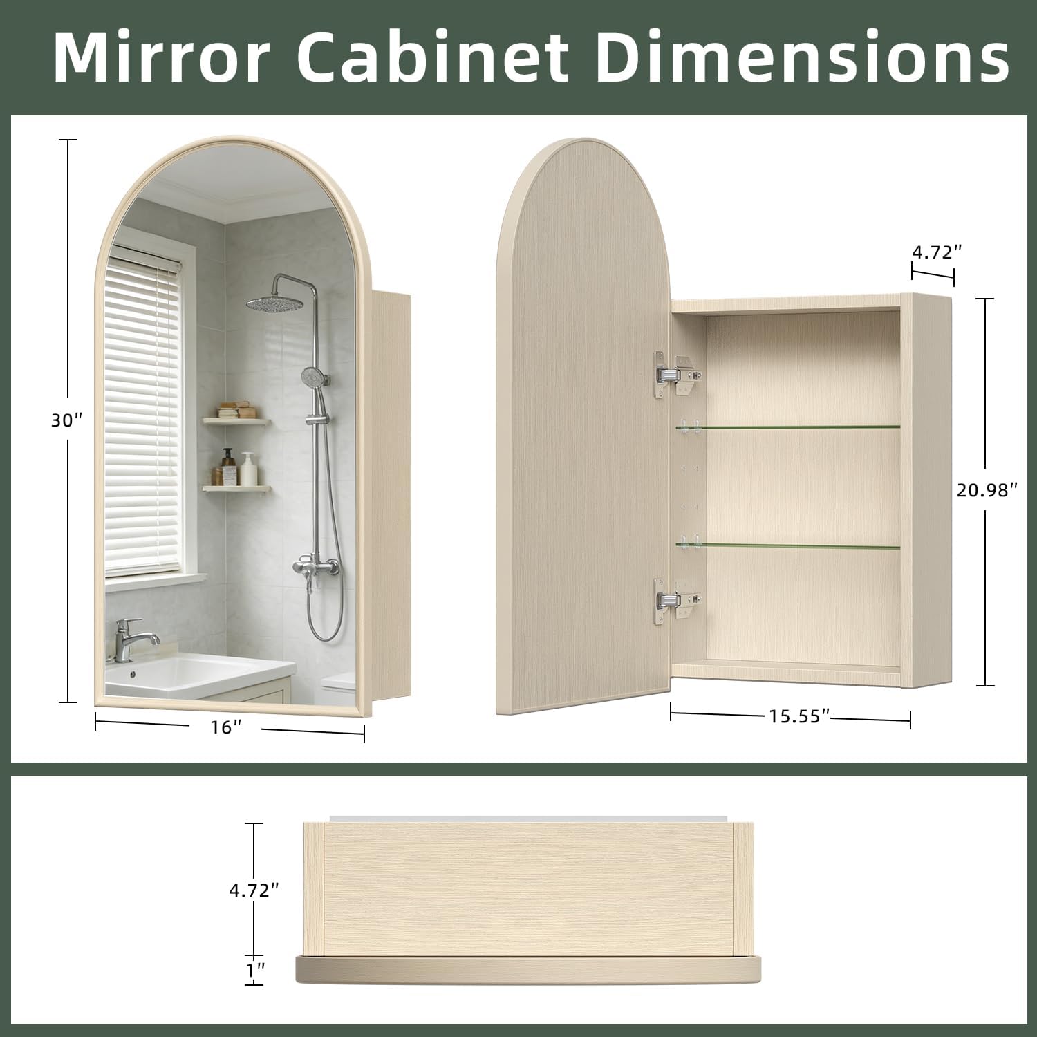 16×30 Inch Mirror Medicine Cabinet