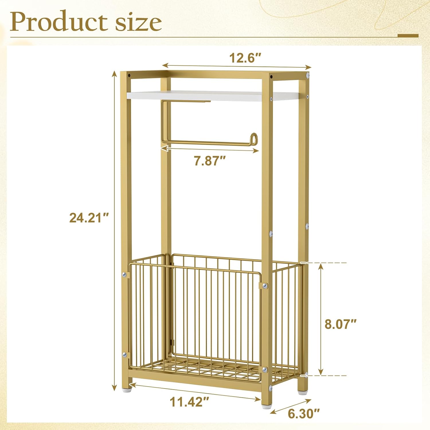 Gold Freestanding Toilet Paper Holder with Shelf