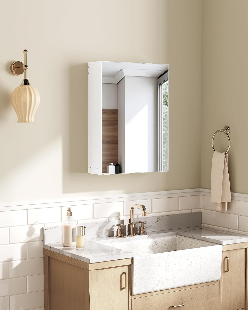 White Wall‑Mount Mirror Medicine Cabinet