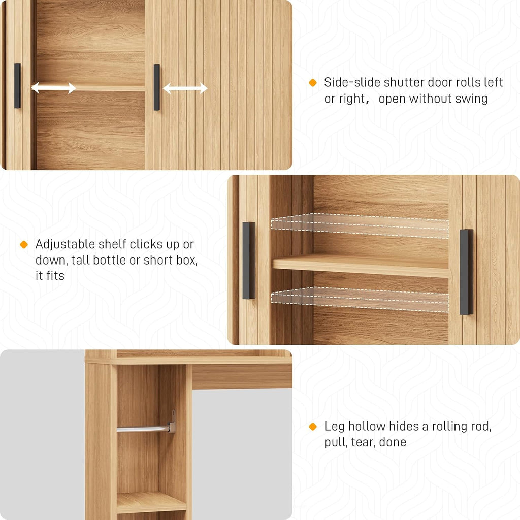 Oak Tambour‑Door Over‑Toilet Storage Cabinet
