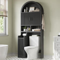Black Arched Fluted Over‑Toilet Storage Cabinet