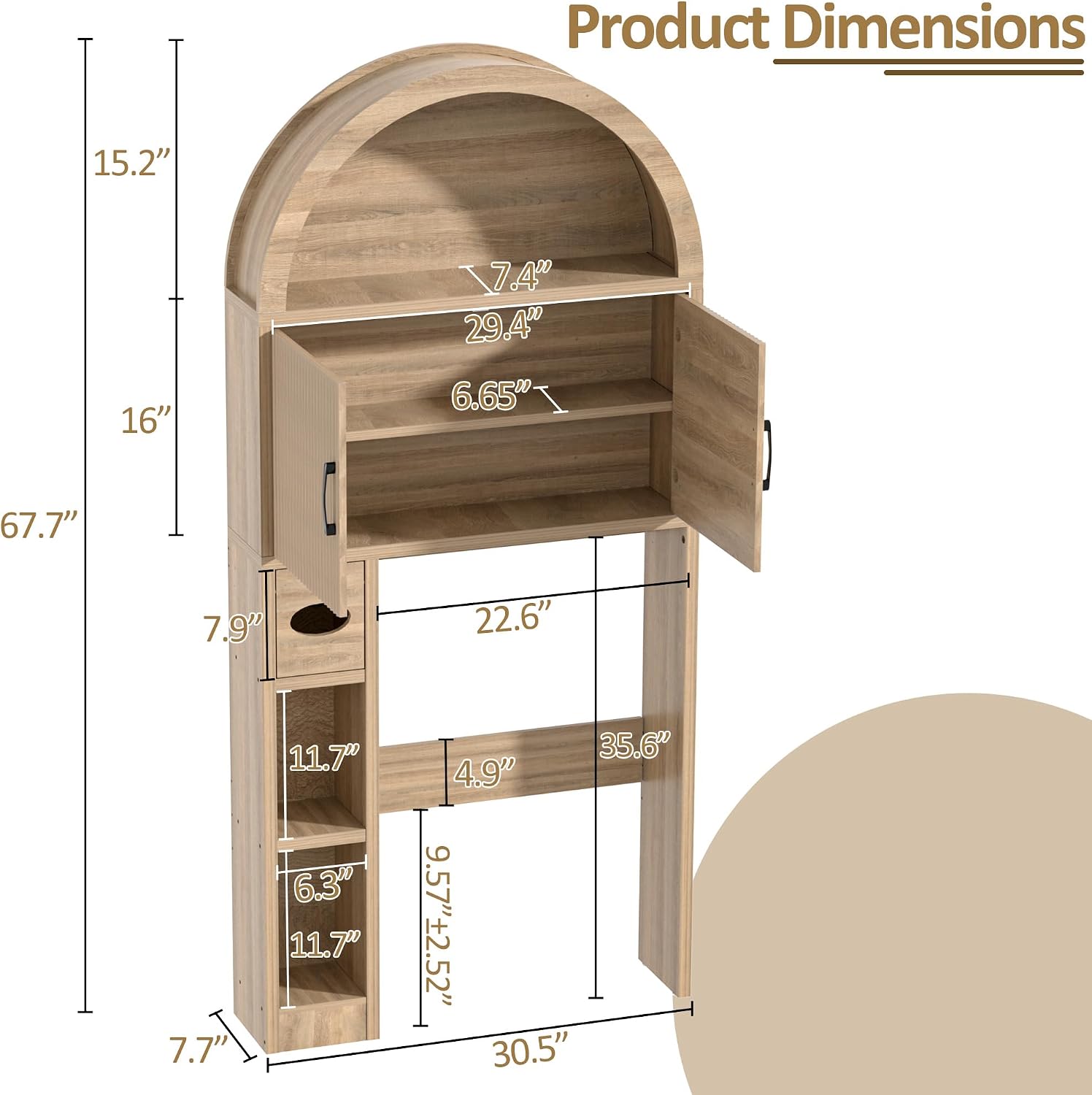 Wooden Arch Over‑Toilet Storage Cabinet