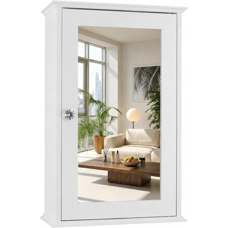 White Wall‑Mount Mirrored Medicine Cabinet