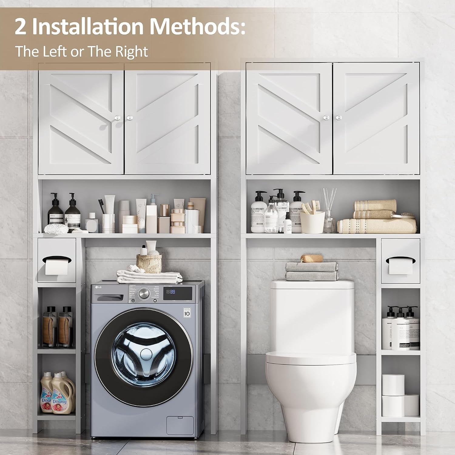 Toilet Storage Cabinet with Toilet‑Paper Holder