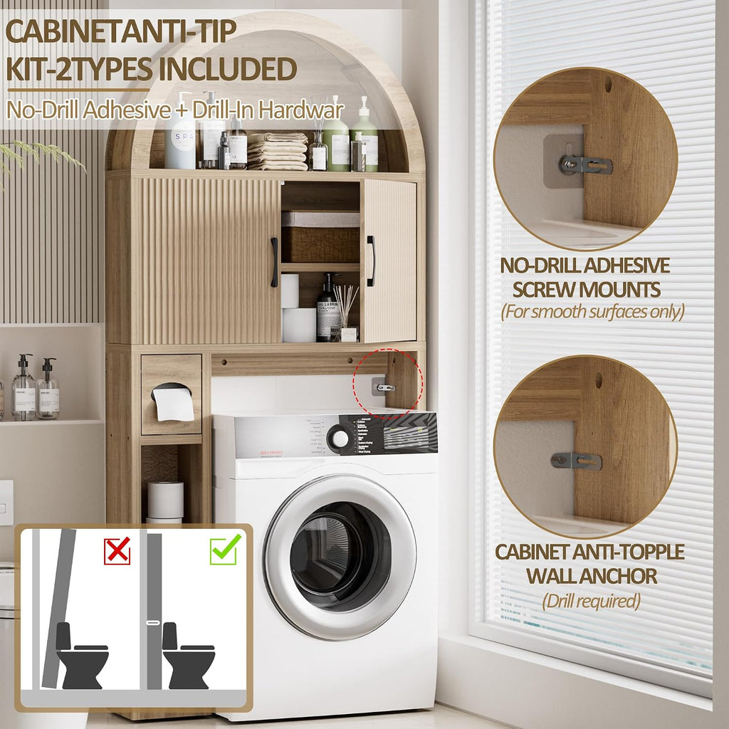 Wooden Arch Over‑Toilet Storage Cabinet