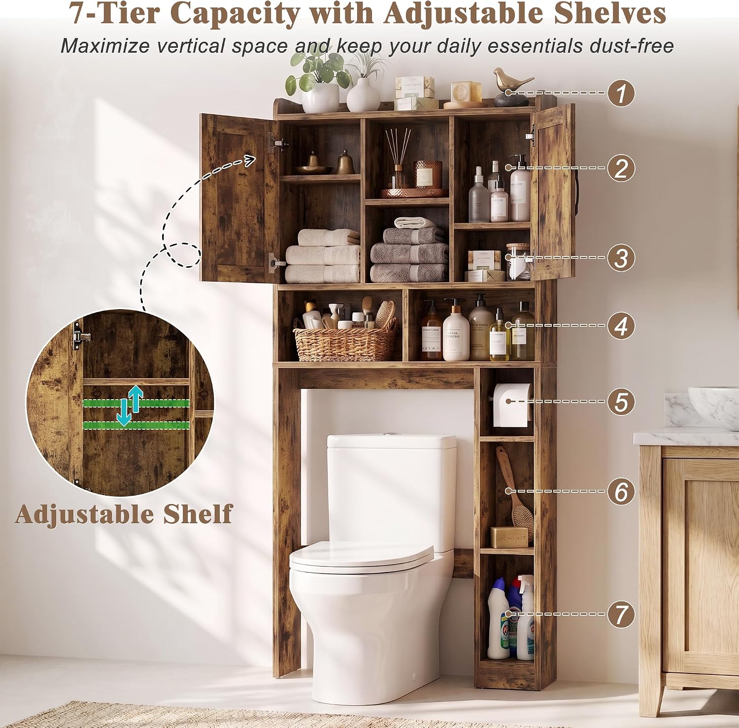 Farmhouse Barn‑Door Over‑Toilet Storage Cabinet