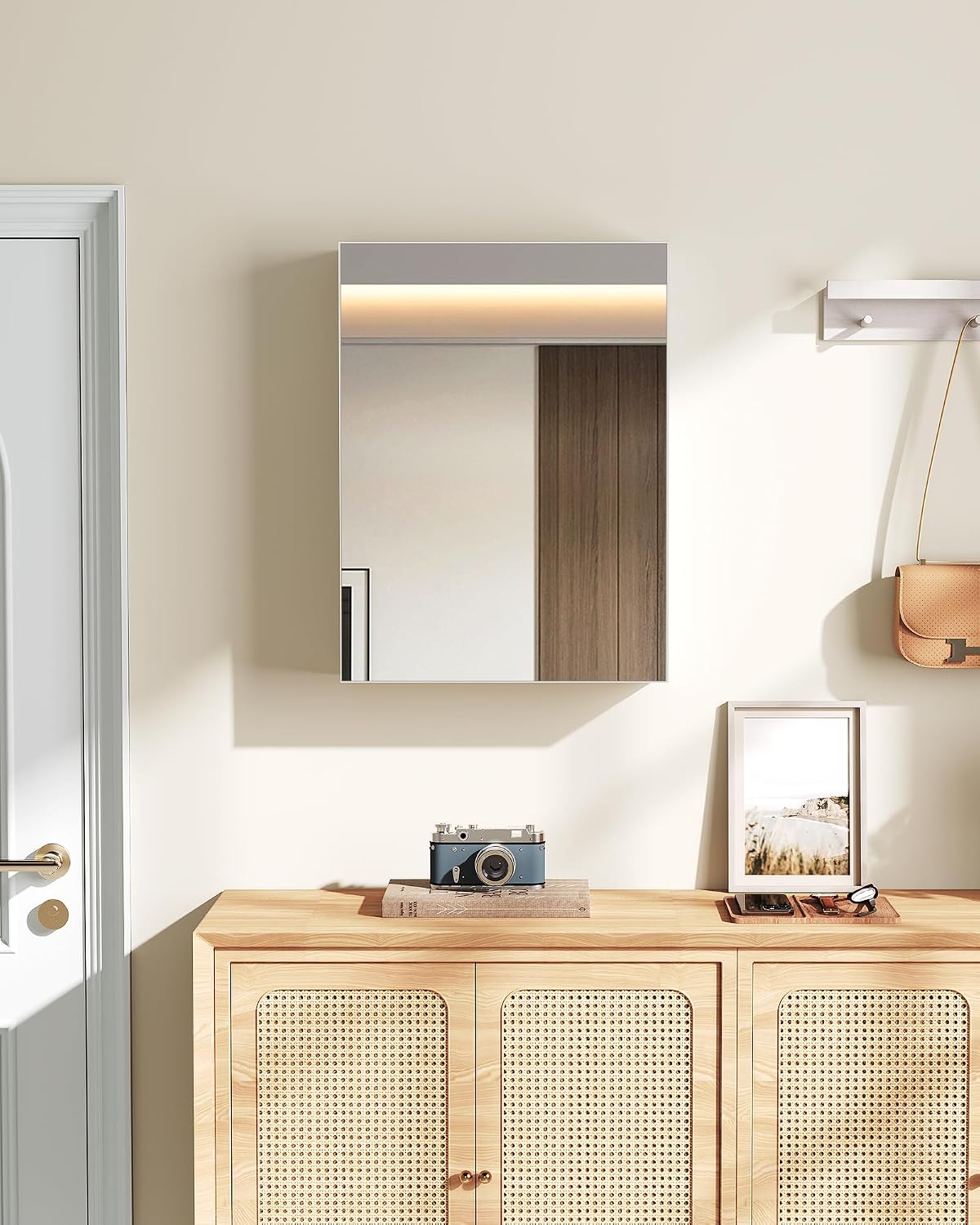 White Wall‑Mount Mirror Medicine Cabinet