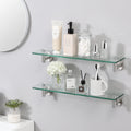 Brushed Stainless Steel 2‑Pack Glass Shelves
