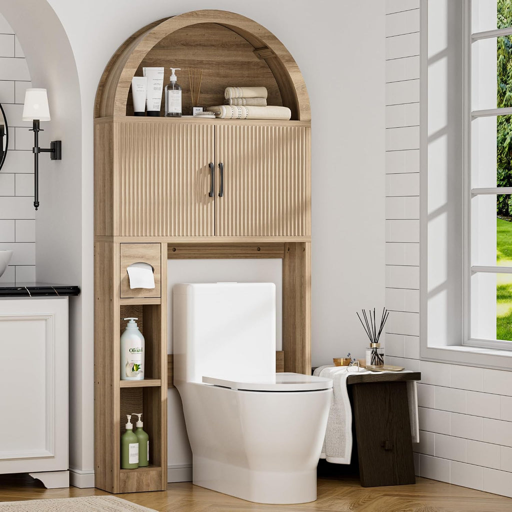 Wooden Arch Over‑Toilet Storage Cabinet