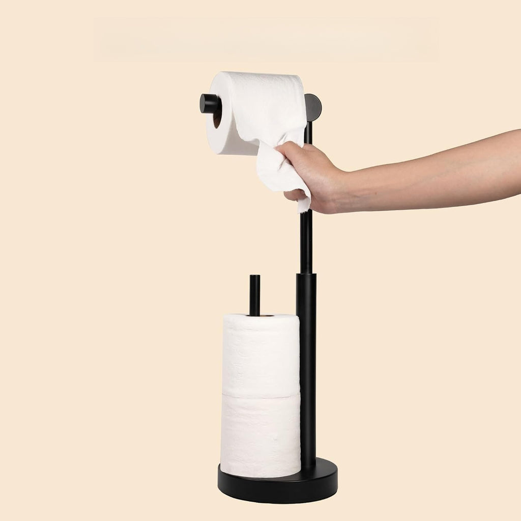 Matte Black Freestanding Toilet Paper Holder