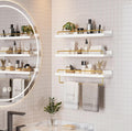 White‑Gold 3‑Pack Floating Wall Shelves