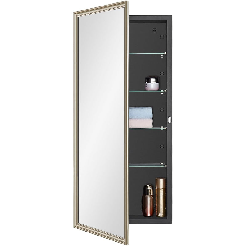 Black Gold‑Frame Mirror Medicine Cabinet