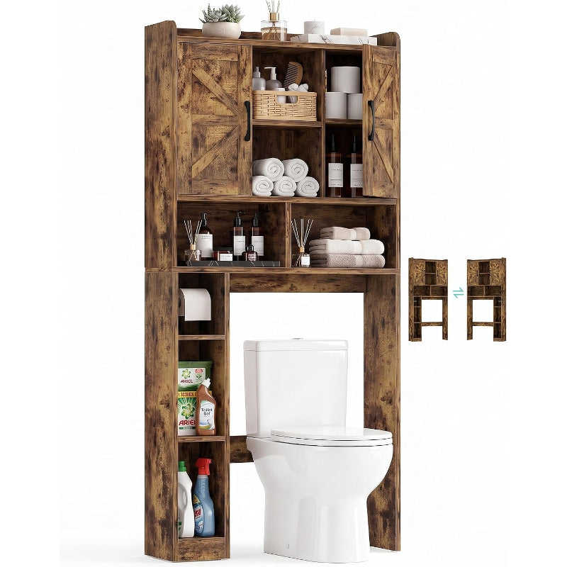 Farmhouse Barn‑Door Over‑Toilet Storage Cabinet
