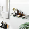 Brushed‑Nickel Floating Glass Bathroom Shelf